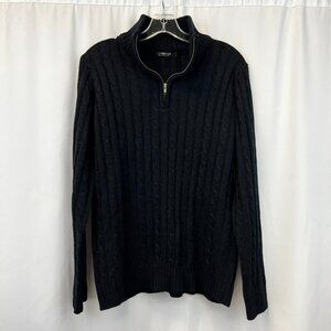 Givon Womens Black Long Sleeve 1/4 Zip Cable Knit Pullover Sweater Size Medium